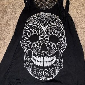 Hot Topic Skull Lace Tank Top